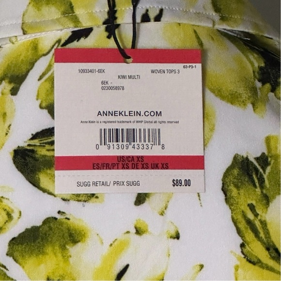 Anne Klein Floral Yellow white Black Long Sleeve Button Down Shirt MSRP $89.00 - Picture 3 of 3